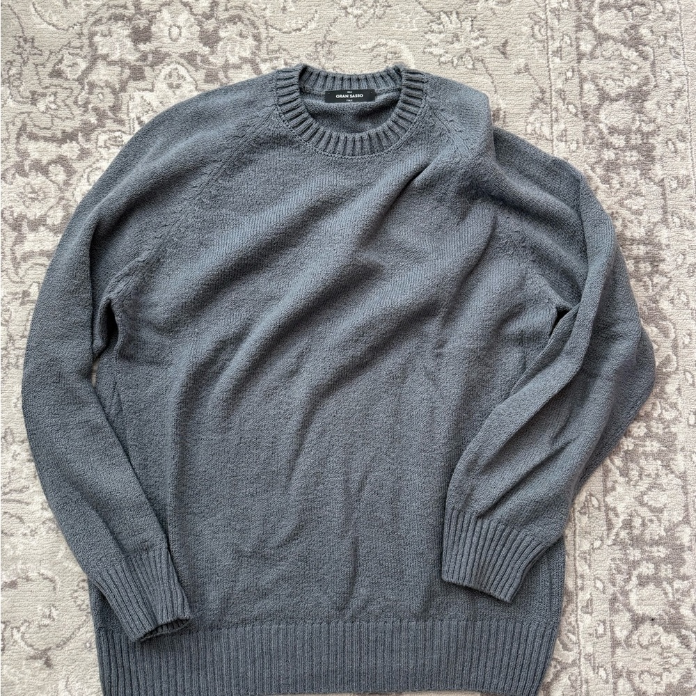 Gran Sasso Charcoal Hand Woven Organic Cotton Crewneck Sweater